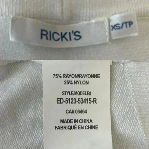 Ricki’s Cropped Cardigan Bolero Shrug Open Front Fitted  Y2K White Size XS - Picture 5 of 9